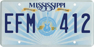 MS license plate EFM412