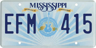 MS license plate EFM415