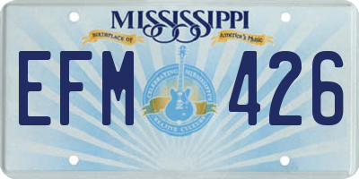 MS license plate EFM426