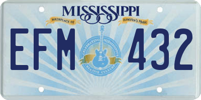 MS license plate EFM432
