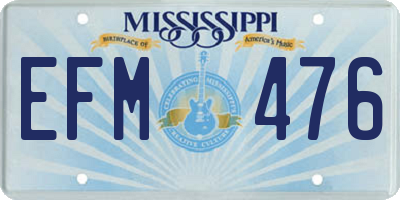 MS license plate EFM476