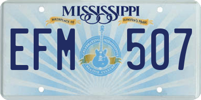 MS license plate EFM507