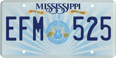 MS license plate EFM525