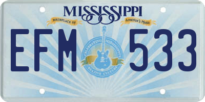 MS license plate EFM533