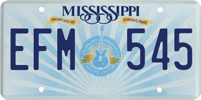 MS license plate EFM545