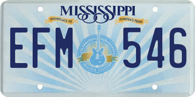 MS license plate EFM546
