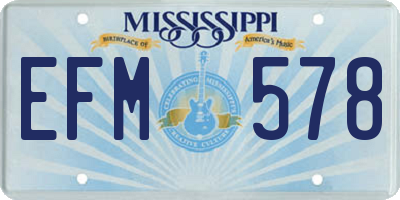 MS license plate EFM578