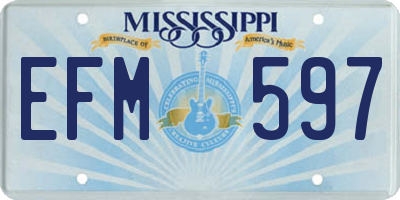 MS license plate EFM597