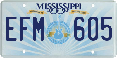 MS license plate EFM605