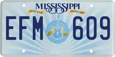 MS license plate EFM609