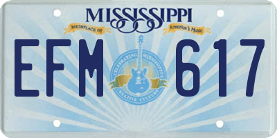 MS license plate EFM617