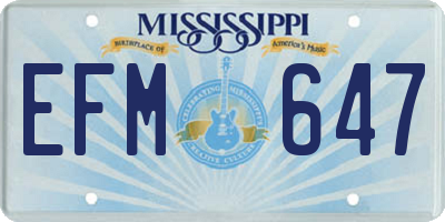 MS license plate EFM647