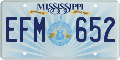 MS license plate EFM652