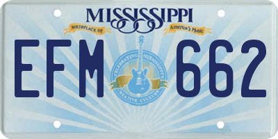 MS license plate EFM662