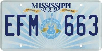 MS license plate EFM663