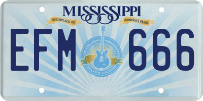 MS license plate EFM666