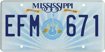 MS license plate EFM671