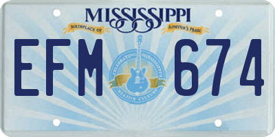 MS license plate EFM674