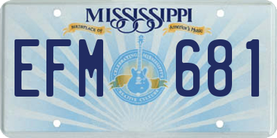 MS license plate EFM681