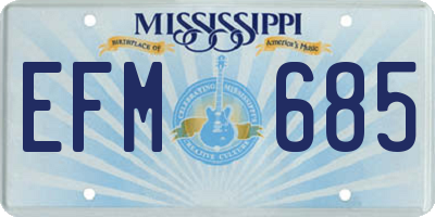 MS license plate EFM685