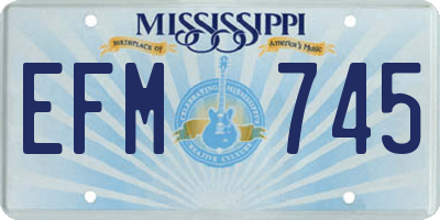 MS license plate EFM745