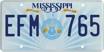 MS license plate EFM765
