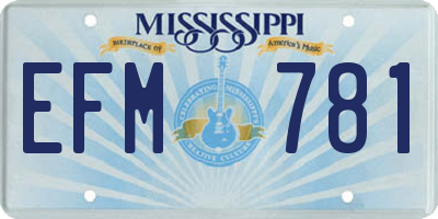 MS license plate EFM781