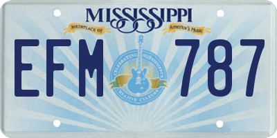 MS license plate EFM787