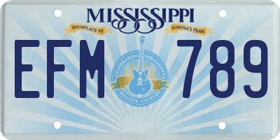 MS license plate EFM789