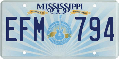 MS license plate EFM794