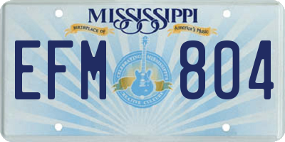 MS license plate EFM804