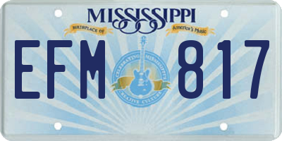 MS license plate EFM817