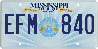 MS license plate EFM840