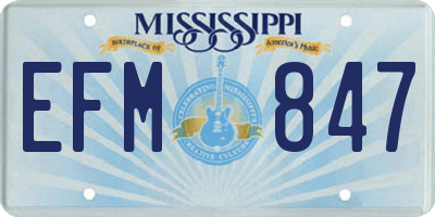 MS license plate EFM847