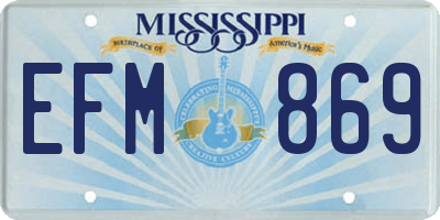 MS license plate EFM869