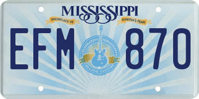 MS license plate EFM870