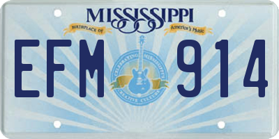 MS license plate EFM914