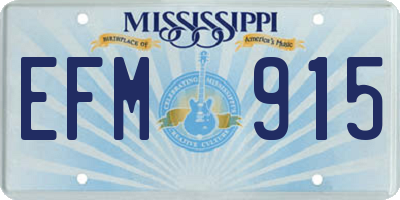 MS license plate EFM915