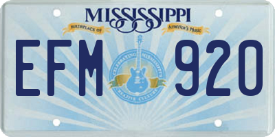 MS license plate EFM920