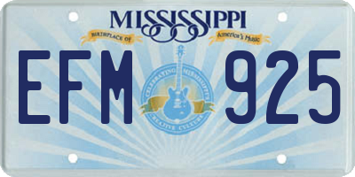 MS license plate EFM925