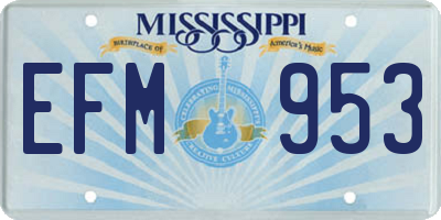 MS license plate EFM953