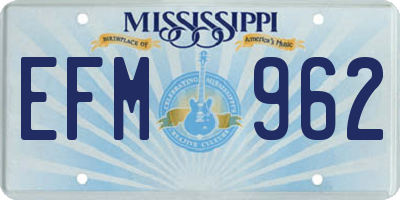 MS license plate EFM962