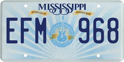 MS license plate EFM968