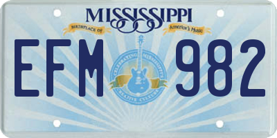 MS license plate EFM982