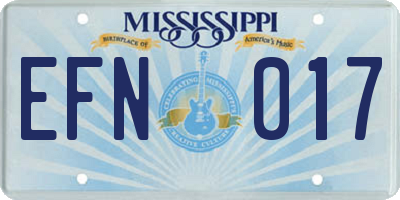 MS license plate EFN017