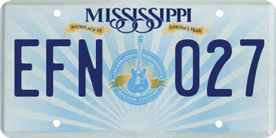 MS license plate EFN027