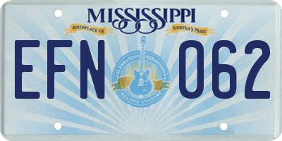 MS license plate EFN062