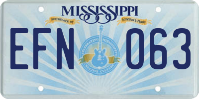 MS license plate EFN063