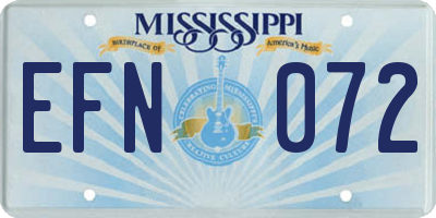 MS license plate EFN072