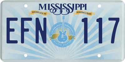 MS license plate EFN117